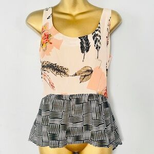 Maeve floral flounce tank blouse size 2 cottagecore boho chic bohemian